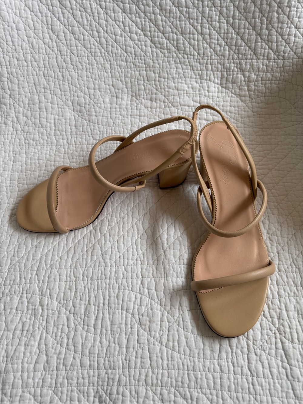 J. Crew Nude Tan Strappy Block Heel Sandals - Women's
